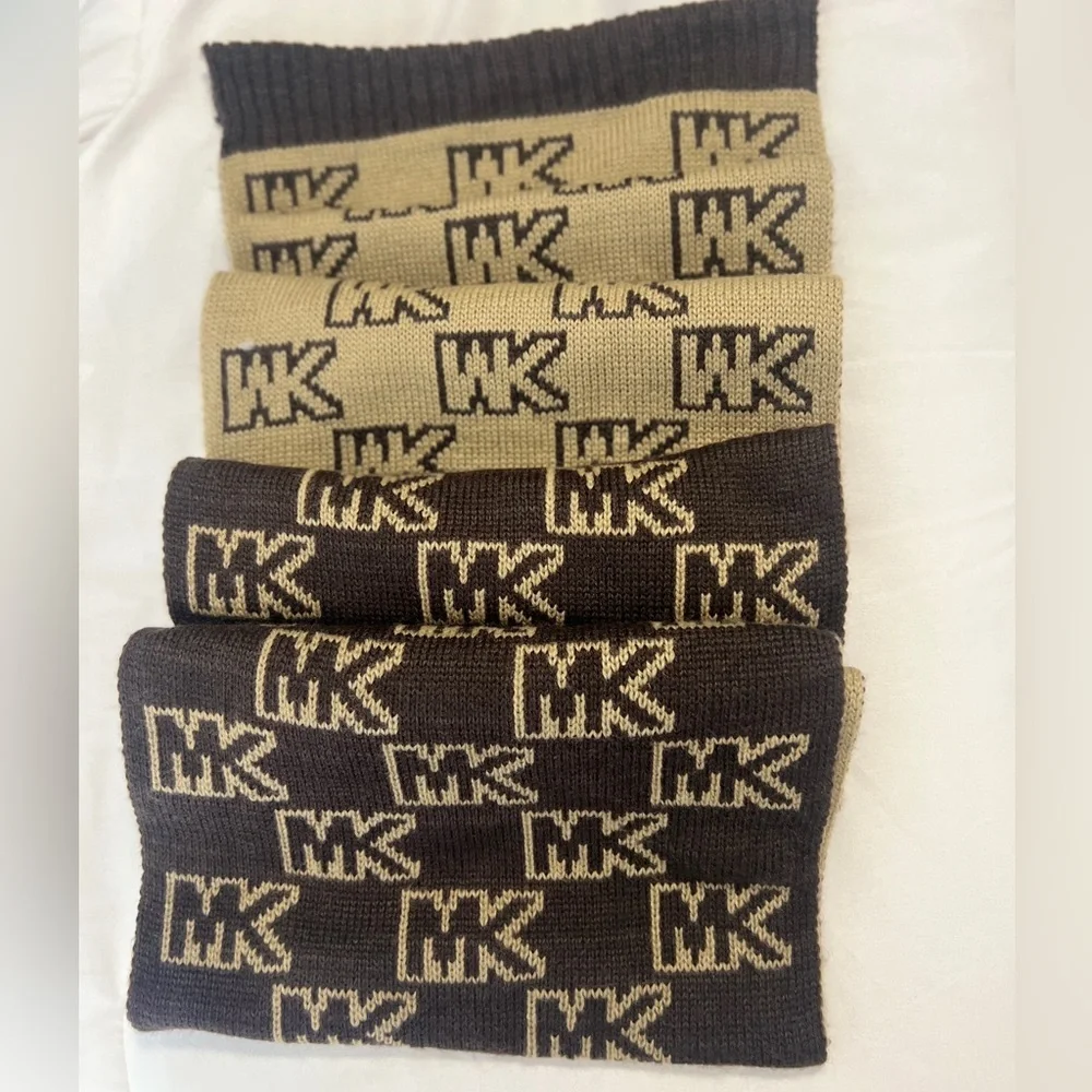 Michael‎ Kors  Chic Monogram Brown and Tan  Logo Long Scarf